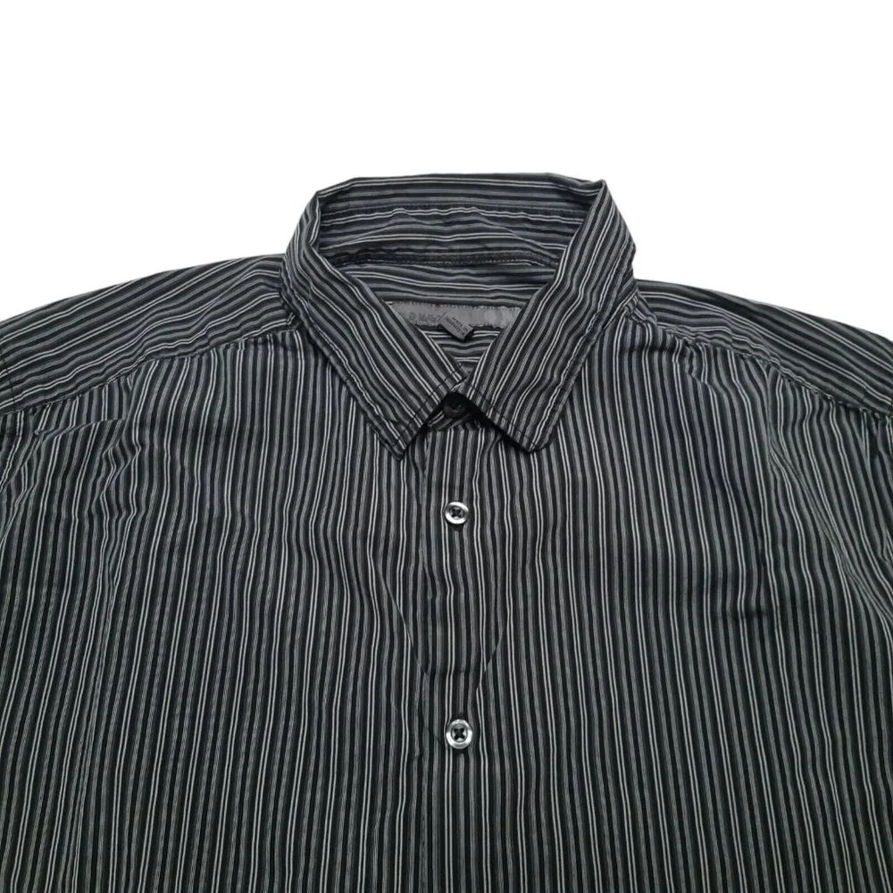 Old Navy Shirt Mens Large Black Striped Button Down Y2K Minimalist Short‎ Sleeve